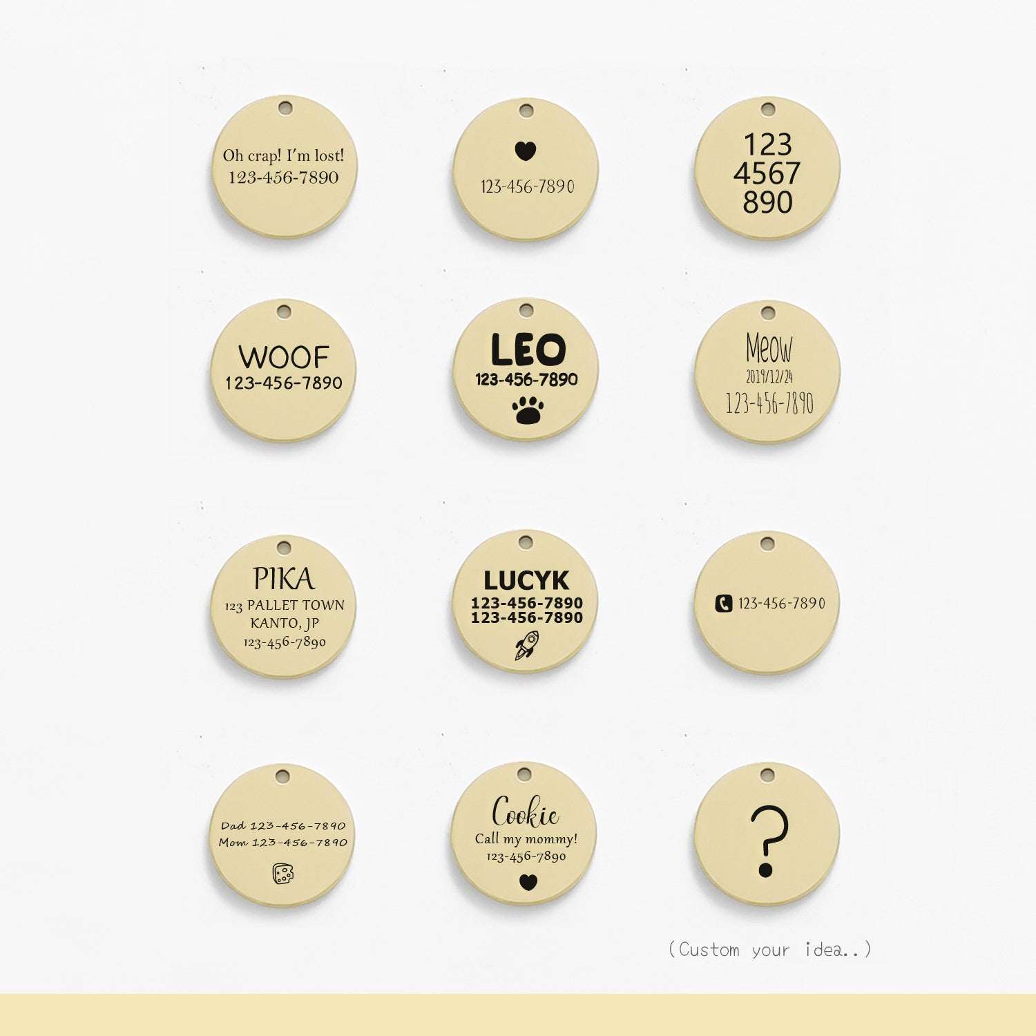 007 Cats Dog Id Tag Personalized Engraved For Small Puppy Pets Collar