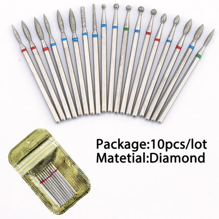 10pcs Diamond Milling Cutter Nail Drill Bits Set For Manicure