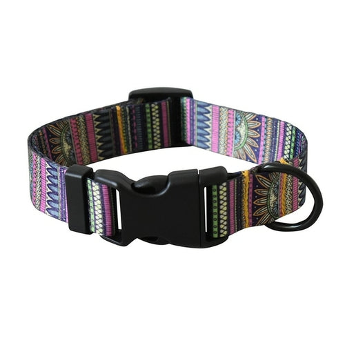15 Kinds Of Color Nylon Printed Dog Collar Adjustable Collar For Dogs