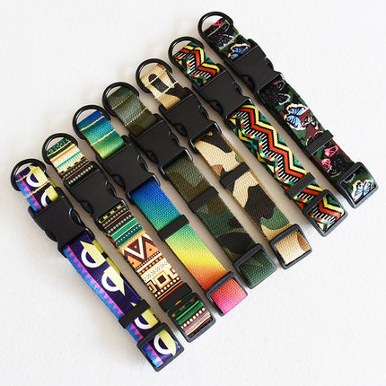 15 Kinds Of Color Nylon Printed Dog Collar Adjustable Collar For Dogs