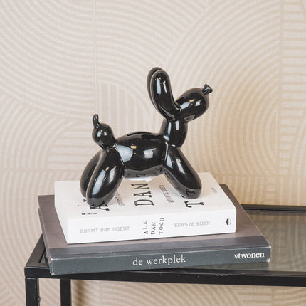Ornament- Money Bank Balloon Dog- Ceramics- Black-17x7x17cm