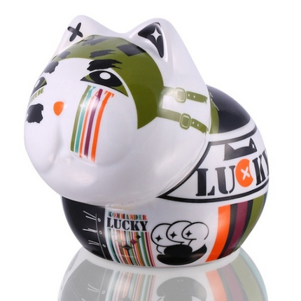 Porcelain Moneybank Commando Cat