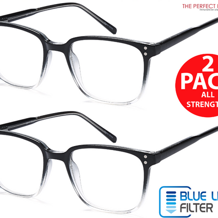 2 PK Unisex Blue Light Blocking Reading Glasses Computer Readers For