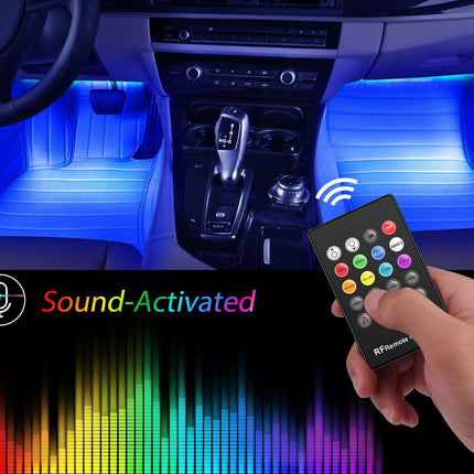 RGB Car LED Light Strips, Sound Activated with Remote Control, 48