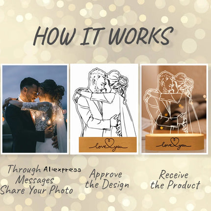 Personalized Gift Photo 3D Lamp Customized Wedding Anniversary