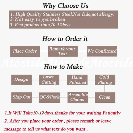 Atoztide Custom Personalized Name Bracelet Stainless Steel Charms