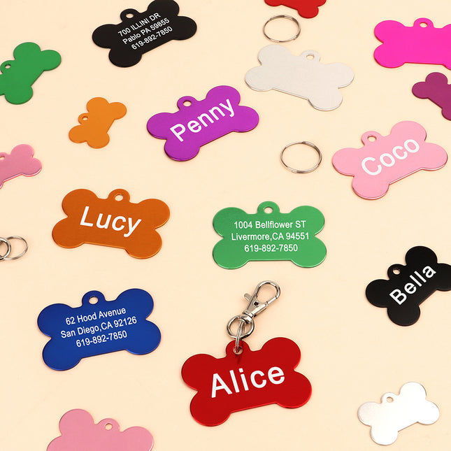 Bone Shaped Pet ID Tag Personalized Dog Cat Name Tags Anti lost Free