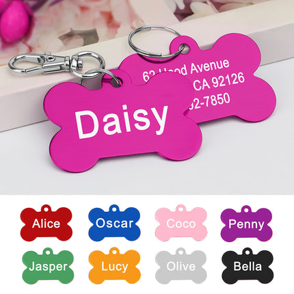 Bone Shaped Pet ID Tag Personalized Dog Cat Name Tags Anti lost Free