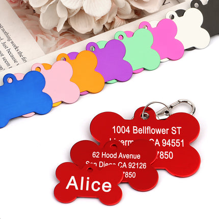 Bone Shaped Pet ID Tag Personalized Dog Cat Name Tags Anti lost Free