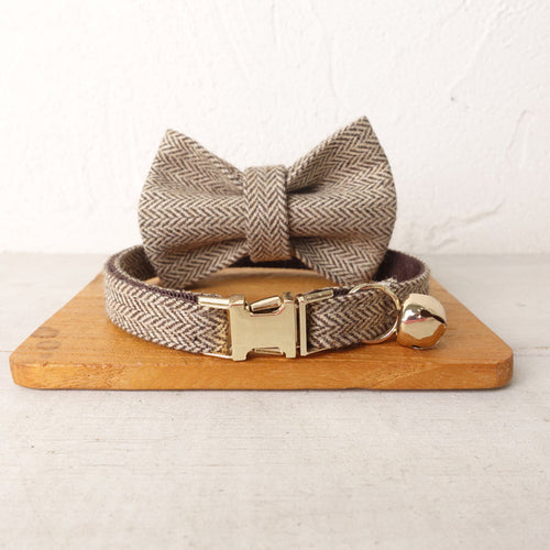 Cat Collar with Bell Bow Personalized Engraving Nameplate Kitten