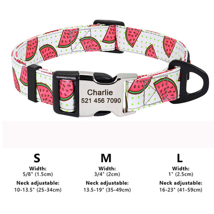 Custom Large Dog Collar Cute Print Personalized Pet Collar Nylon Puppy