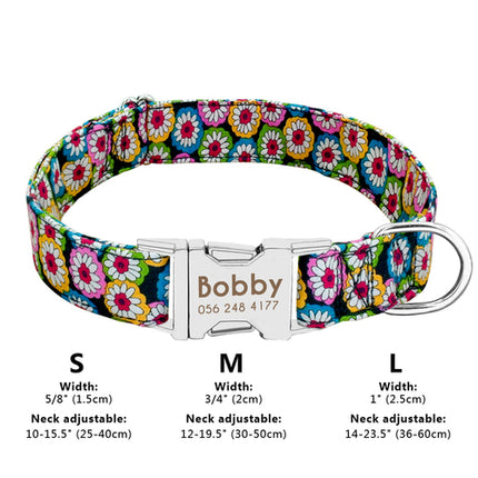 Custom Large Dog Collar Cute Print Personalized Pet Collar Nylon Puppy