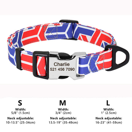 Custom Large Dog Collar Cute Print Personalized Pet Collar Nylon Puppy