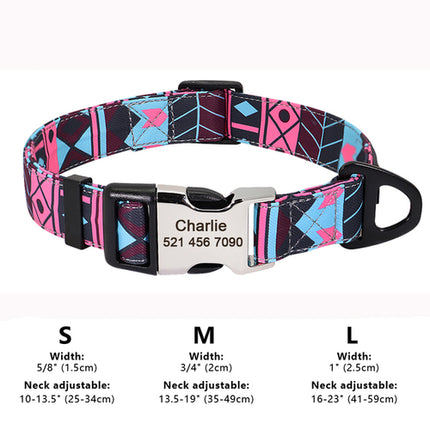Custom Large Dog Collar Cute Print Personalized Pet Collar Nylon Puppy