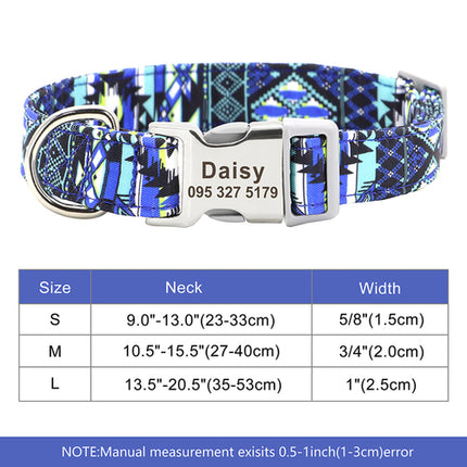 Custom Large Dog Collar Cute Print Personalized Pet Collar Nylon Puppy