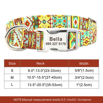 Custom Large Dog Collar Cute Print Personalized Pet Collar Nylon Puppy