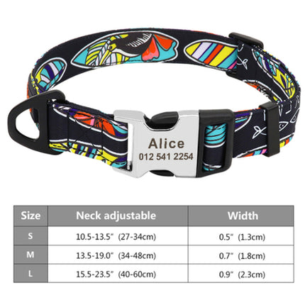 Custom Large Dog Collar Cute Print Personalized Pet Collar Nylon Puppy