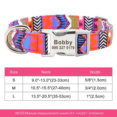 Custom Large Dog Collar Cute Print Personalized Pet Collar Nylon Puppy
