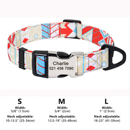 Custom Large Dog Collar Cute Print Personalized Pet Collar Nylon Puppy