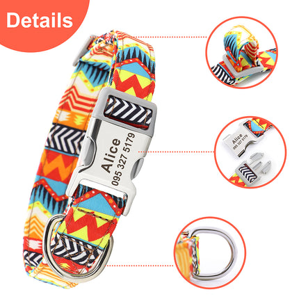 Custom Large Dog Collar Cute Print Personalized Pet Collar Nylon Puppy
