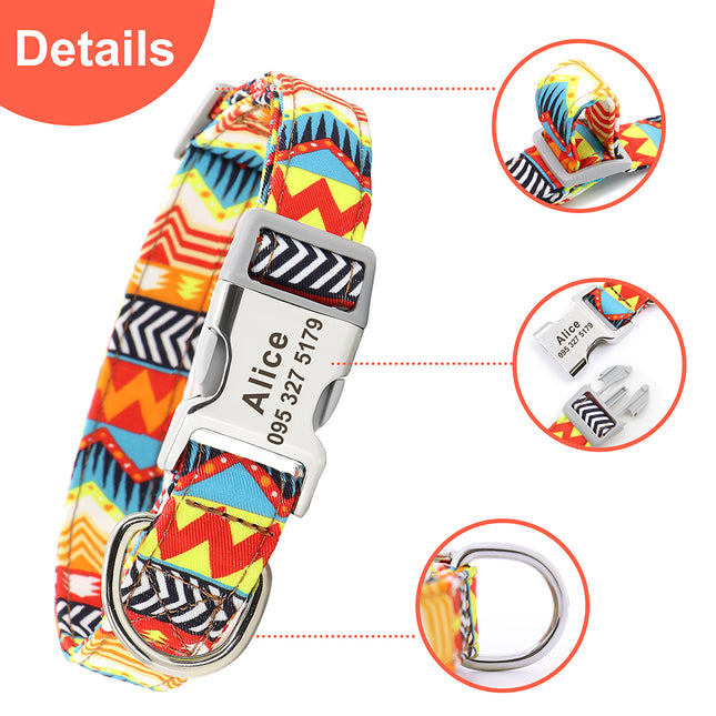 Custom Large Dog Collar Cute Print Personalized Pet Collar Nylon Puppy