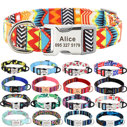 Custom Large Dog Collar Cute Print Personalized Pet Collar Nylon Puppy