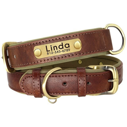 Custom Leather Dog Collar Soft Padded Dog Collars Personalized Pet ID