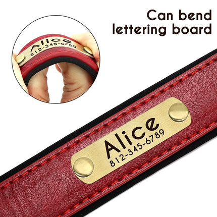 Custom Leather Dog Collar Soft Padded Dog Collars Personalized Pet ID