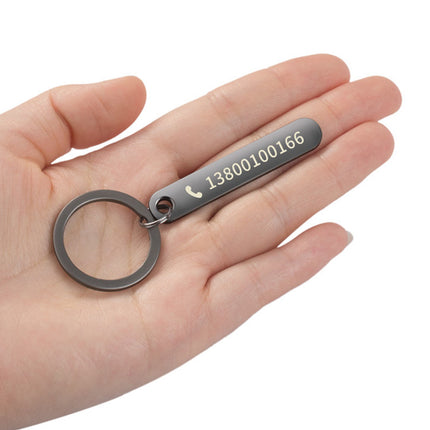 Custom Phone Number Logo Name Keychain Women Men Car Key Ring Laser