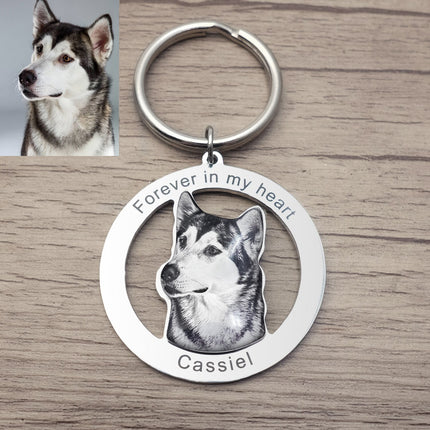 Personalized Pet Keychain Engraved Picture Keyring - Custom Photo