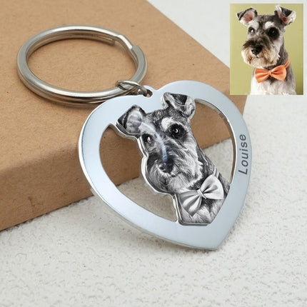 Personalized Pet Keychain Engraved Picture Keyring - Custom Photo