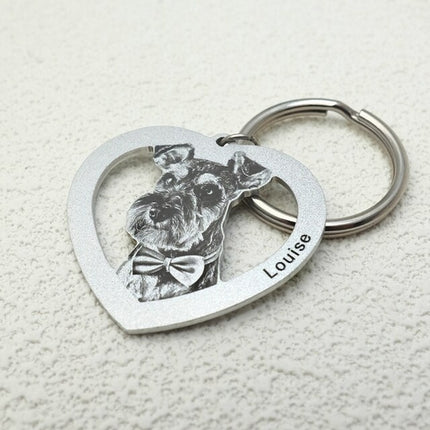 Personalized Pet Keychain Engraved Picture Keyring - Custom Photo