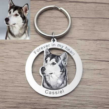 Personalized Pet Keychain Engraved Picture Keyring - Custom Photo
