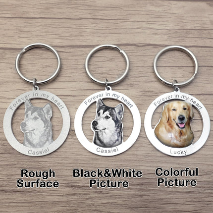 Personalized Pet Keychain Engraved Picture Keyring - Custom Photo