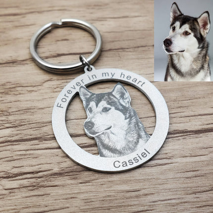 Personalized Pet Keychain Engraved Picture Keyring - Custom Photo