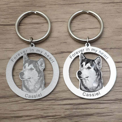 Personalized Pet Keychain Engraved Picture Keyring - Custom Photo