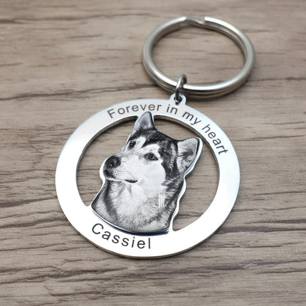 Personalized Pet Keychain Engraved Picture Keyring - Custom Photo