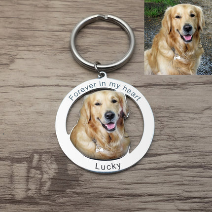 Personalized Pet Keychain Engraved Picture Keyring - Custom Photo