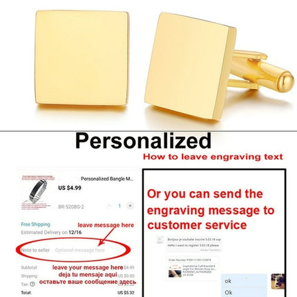 Engrave Initial Cufflinks For Wedding Birthday Groomsmen Gift