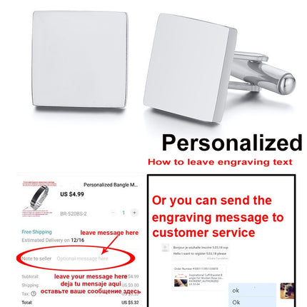 Engrave Initial Cufflinks For Wedding Birthday Groomsmen Gift