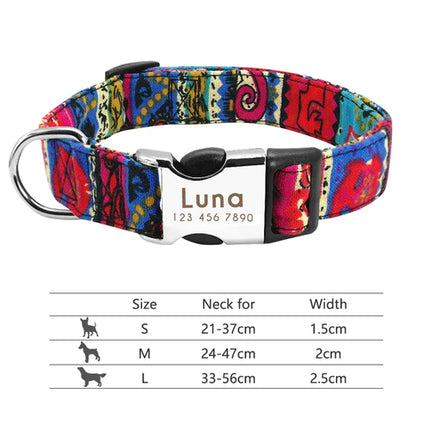Personalized Nylon Dog Collar Customized Pet Collar Engraved ID Tag