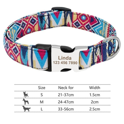 Customized Printed Pet Collar Nylon Dog Collar Personalized Free
