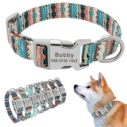 Customized Printed Pet Collar Nylon Dog Collar Personalized Free