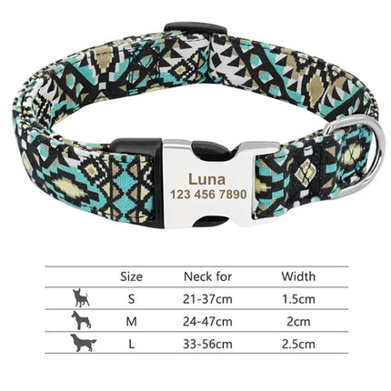 Customized Printed Pet Collar Nylon Dog Collar Personalized Free