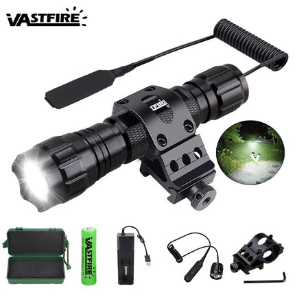 5000lm Led White Tactical Hunting Flashlight Weapon Gun Light +Rifle