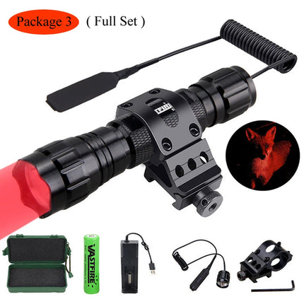 5000lm Led White Tactical Hunting Flashlight Weapon Gun Light +Rifle