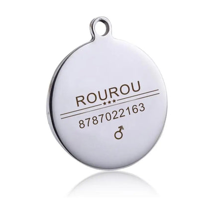 Free Engraving Pet ID Tag Stainless Steel Dog Cat Name Tags Collar