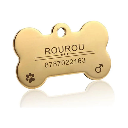 Free Engraving Pet ID Tag Stainless Steel Dog Cat Name Tags Collar