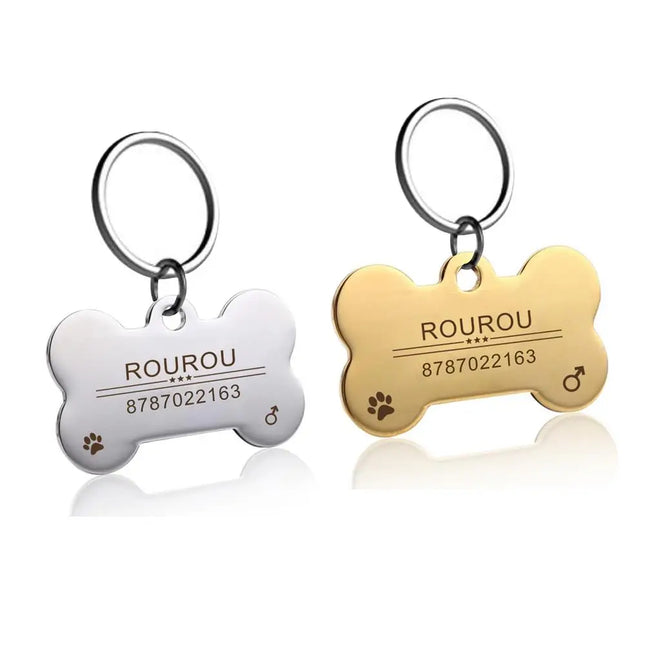 Free Engraving Pet ID Tag Stainless Steel Dog Cat Name Tags Collar