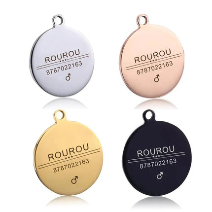 Free Engraving Pet ID Tag Stainless Steel Dog Cat Name Tags Collar